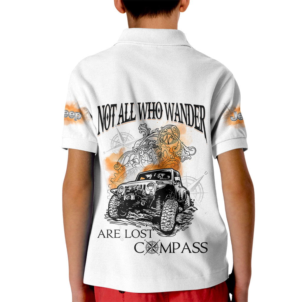 white-jeep-kid-polo-shirt-not-all-who-wander-are-lost-compass