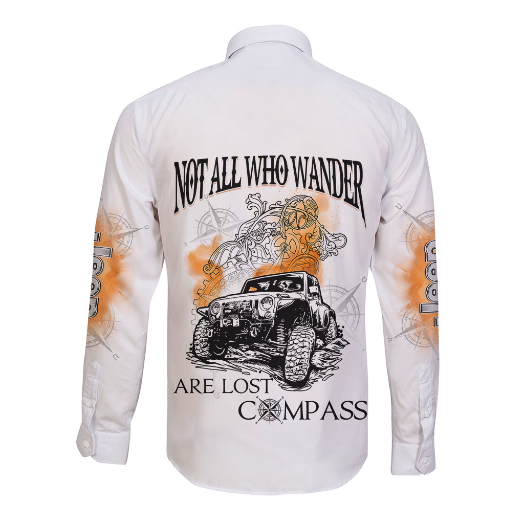 white-jeep-long-sleeve-button-shirt-not-all-who-wander-are-lost-compass