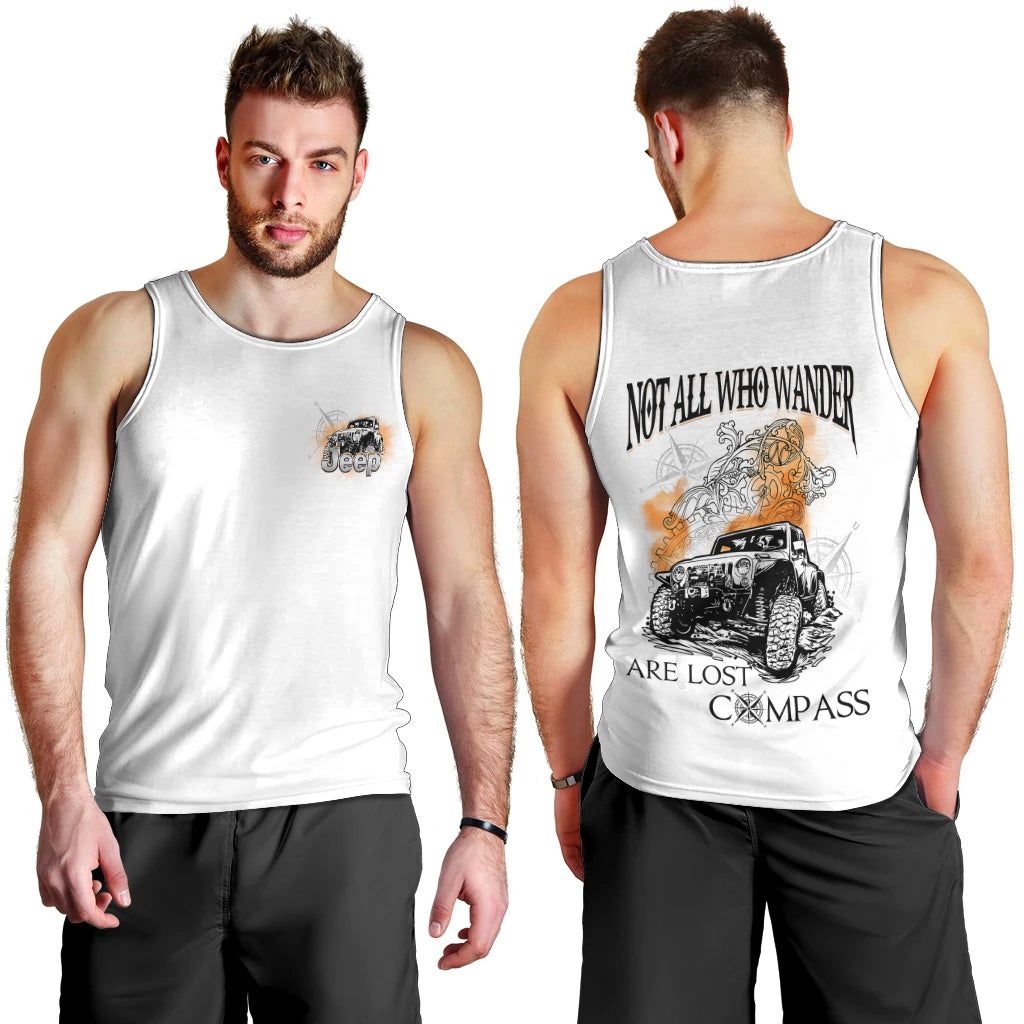 white-jeep-men-tank-top-not-all-who-wander-are-lost-compass