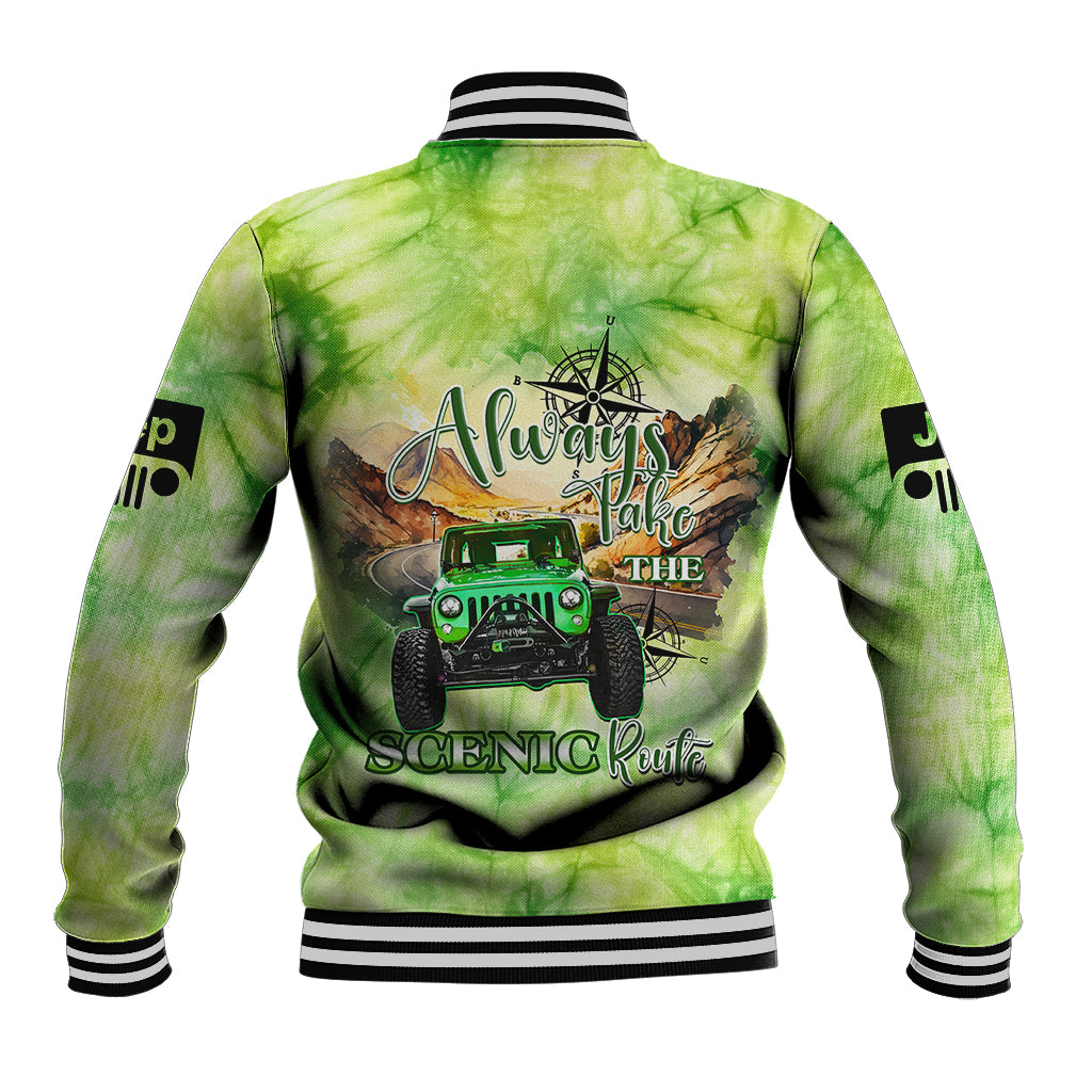 green-jeep-tie-dye-baseball-jacket-always-take-the-scenic-route