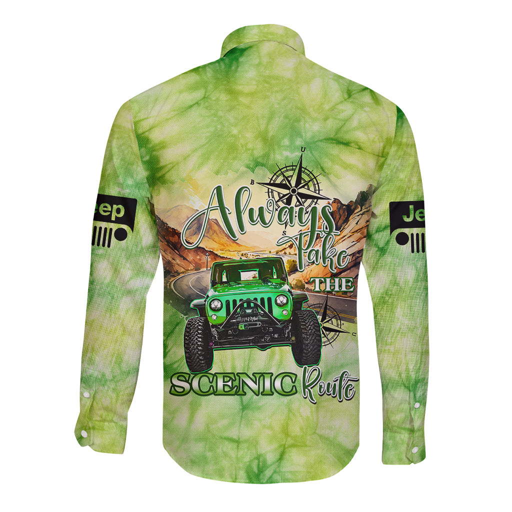 green-jeep-tie-dye-long-sleeve-button-shirt-always-take-the-scenic-route