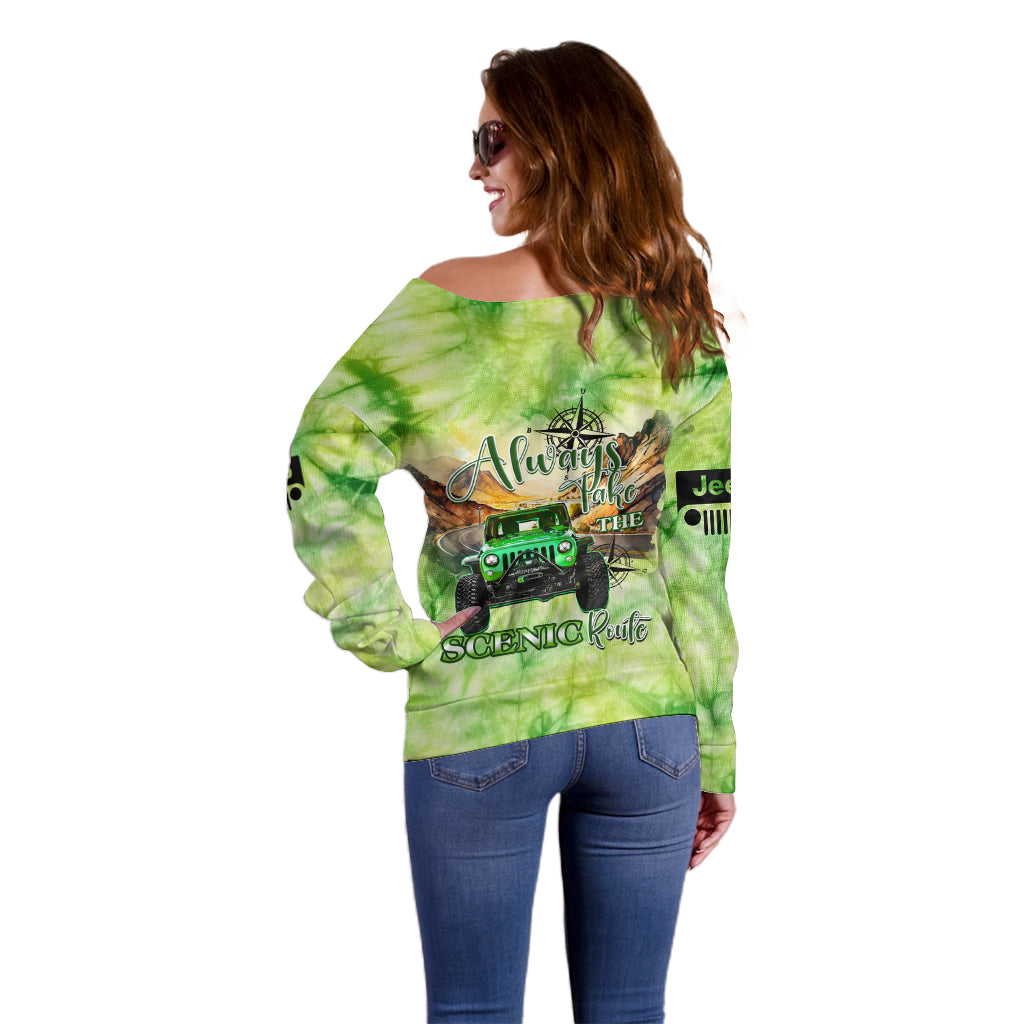 green-jeep-tie-dye-off-shoulder-sweater-always-take-the-scenic-route