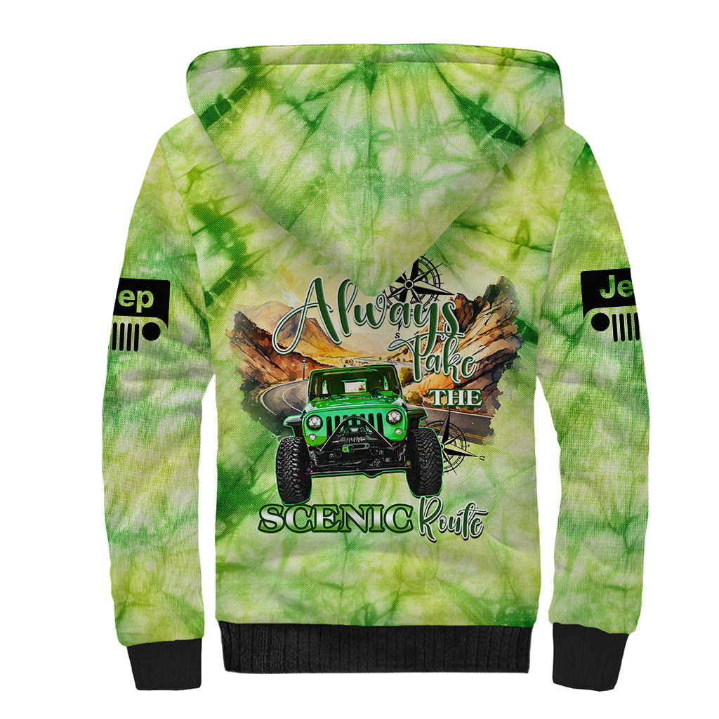 green-jeep-tie-dye-sherpa-hoodie-always-take-the-scenic-route