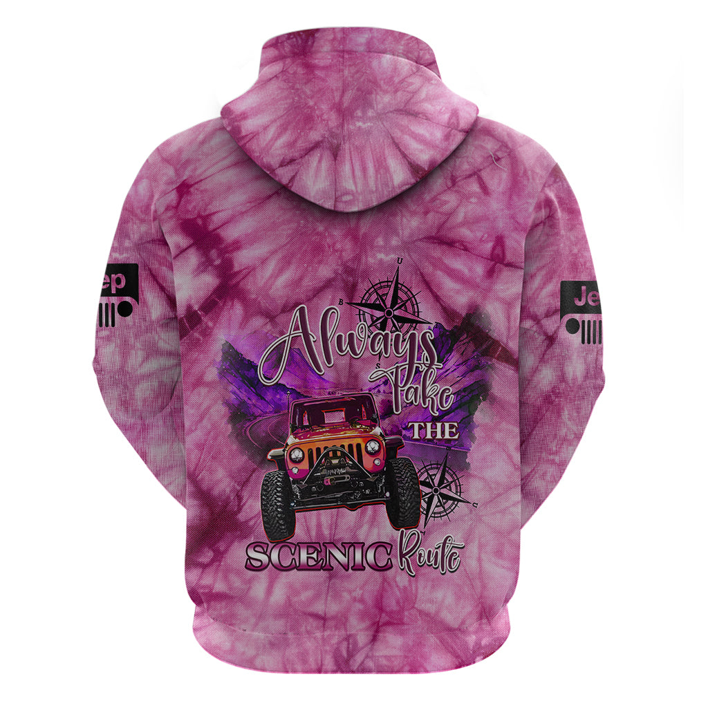 pink-jeep-tie-dye-hoodie-always-take-the-scenic-route