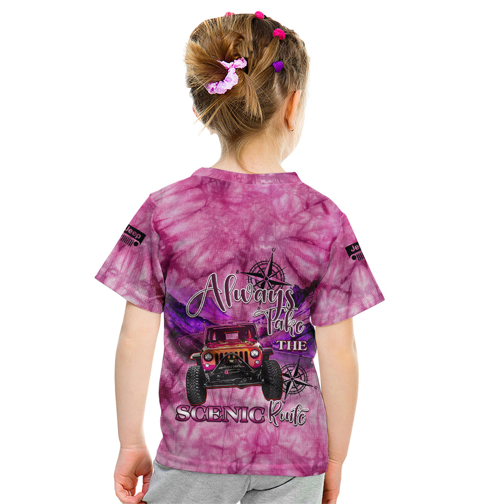 pink-jeep-tie-dye-kid-t-shirt-always-take-the-scenic-route