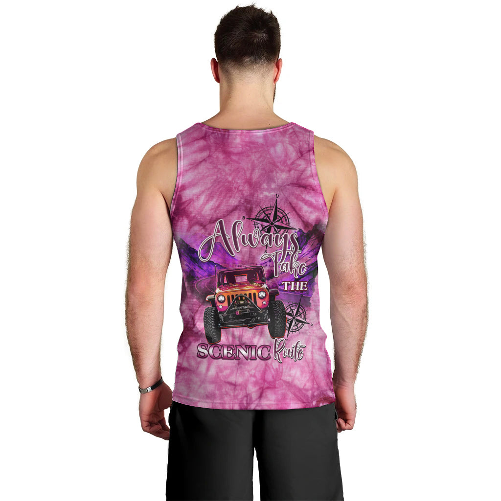 pink-jeep-tie-dye-men-tank-top-always-take-the-scenic-route