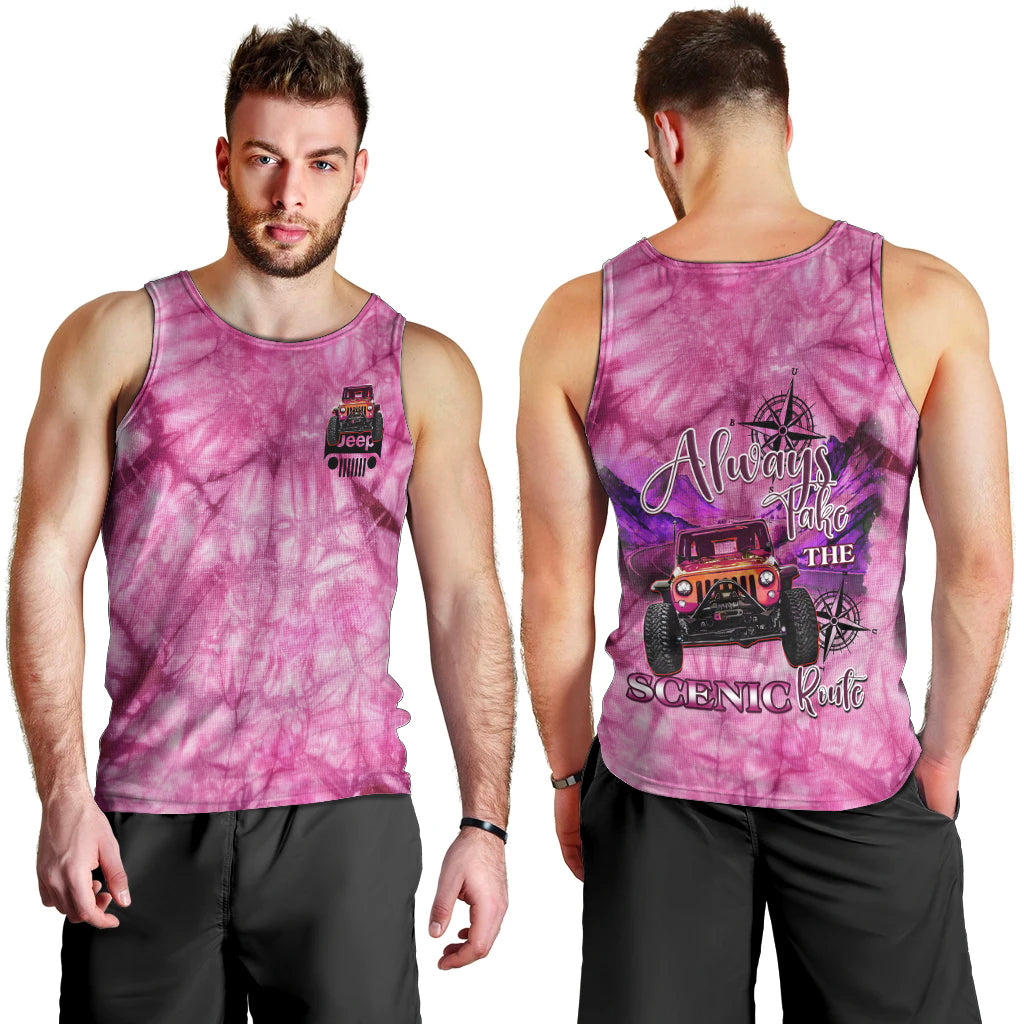 pink-jeep-tie-dye-men-tank-top-always-take-the-scenic-route