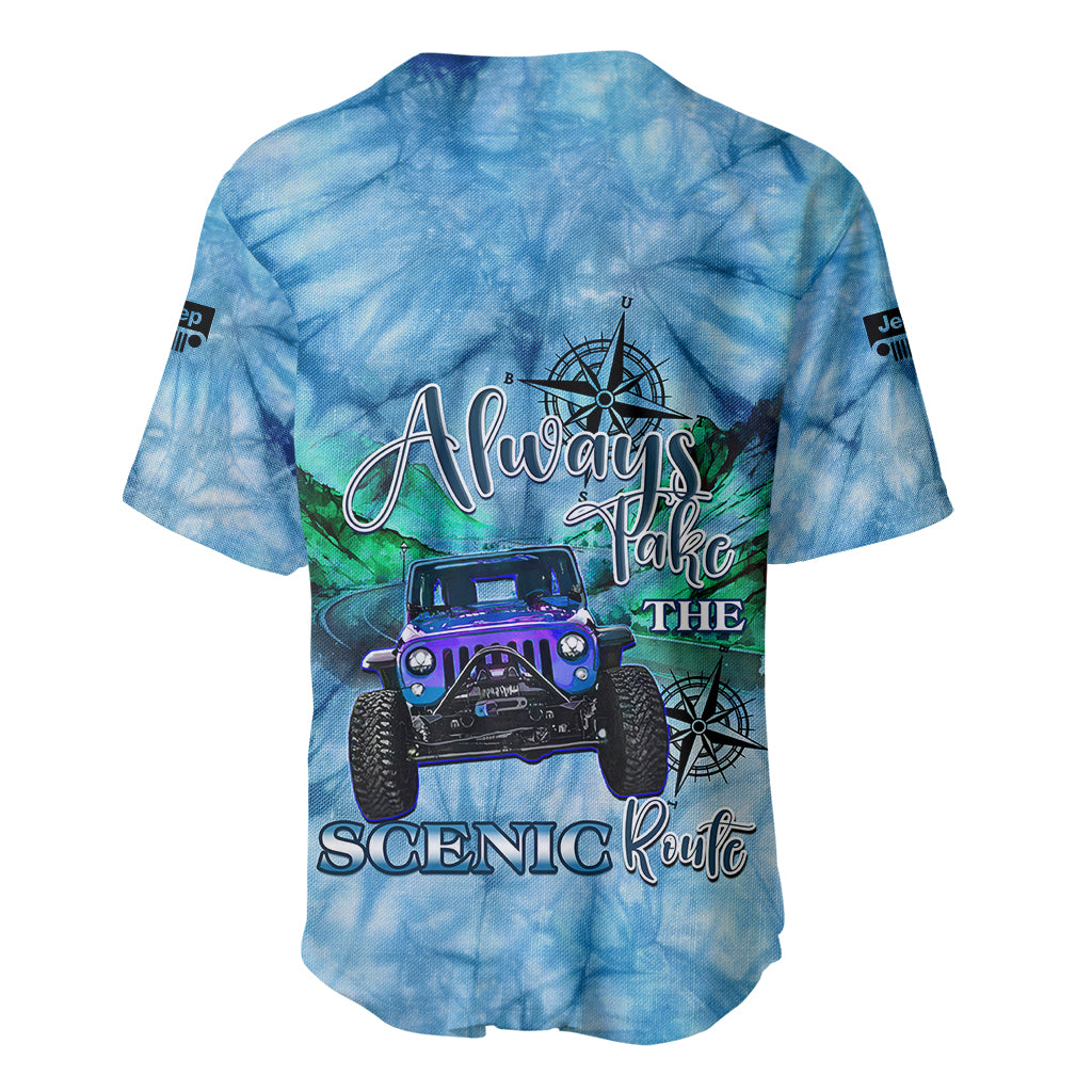 blue-jeep-tie-dye-baseball-jersey-always-take-the-scenic-route