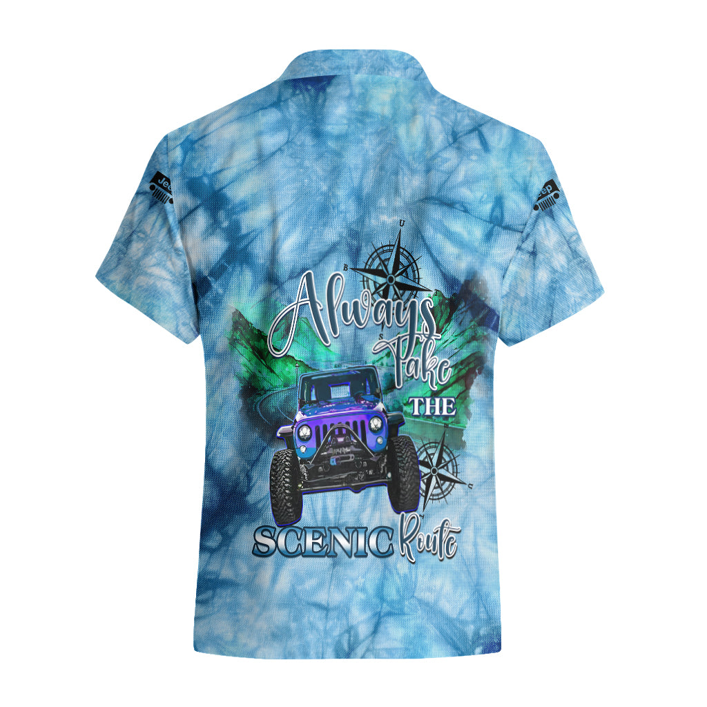 blue-jeep-tie-dye-hawaiian-shirt-always-take-the-scenic-route