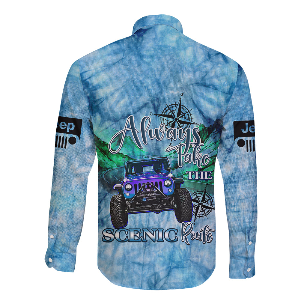 blue-jeep-tie-dye-long-sleeve-button-shirt-always-take-the-scenic-route