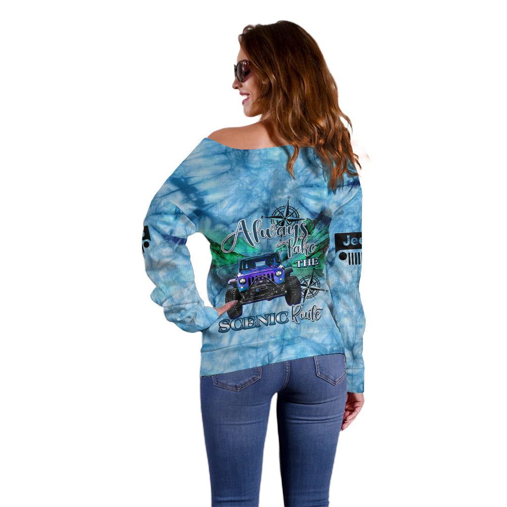 blue-jeep-tie-dye-off-shoulder-sweater-always-take-the-scenic-route