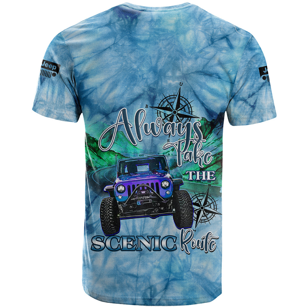 blue-jeep-tie-dye-t-shirt-always-take-the-scenic-route