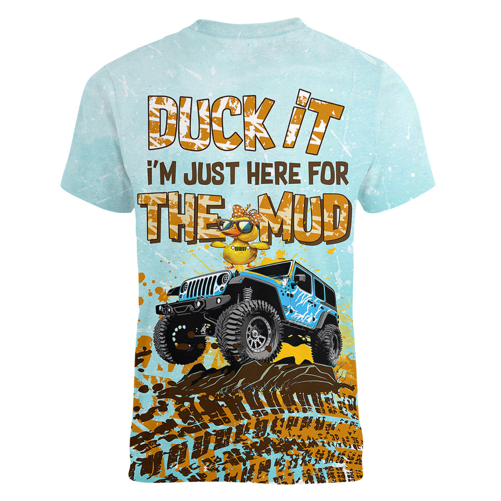 jeep-duck-women-v-neck-t-shirt-im-just-here-for-the-mud