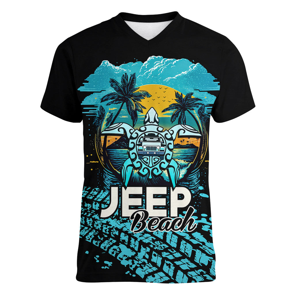 jeep-beach-go-topless-for-turtles-women-v-neck-t-shirt