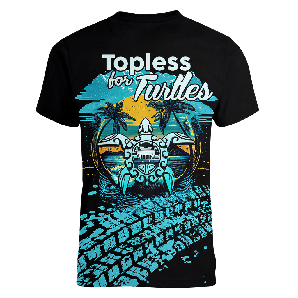 jeep-beach-go-topless-for-turtles-women-v-neck-t-shirt