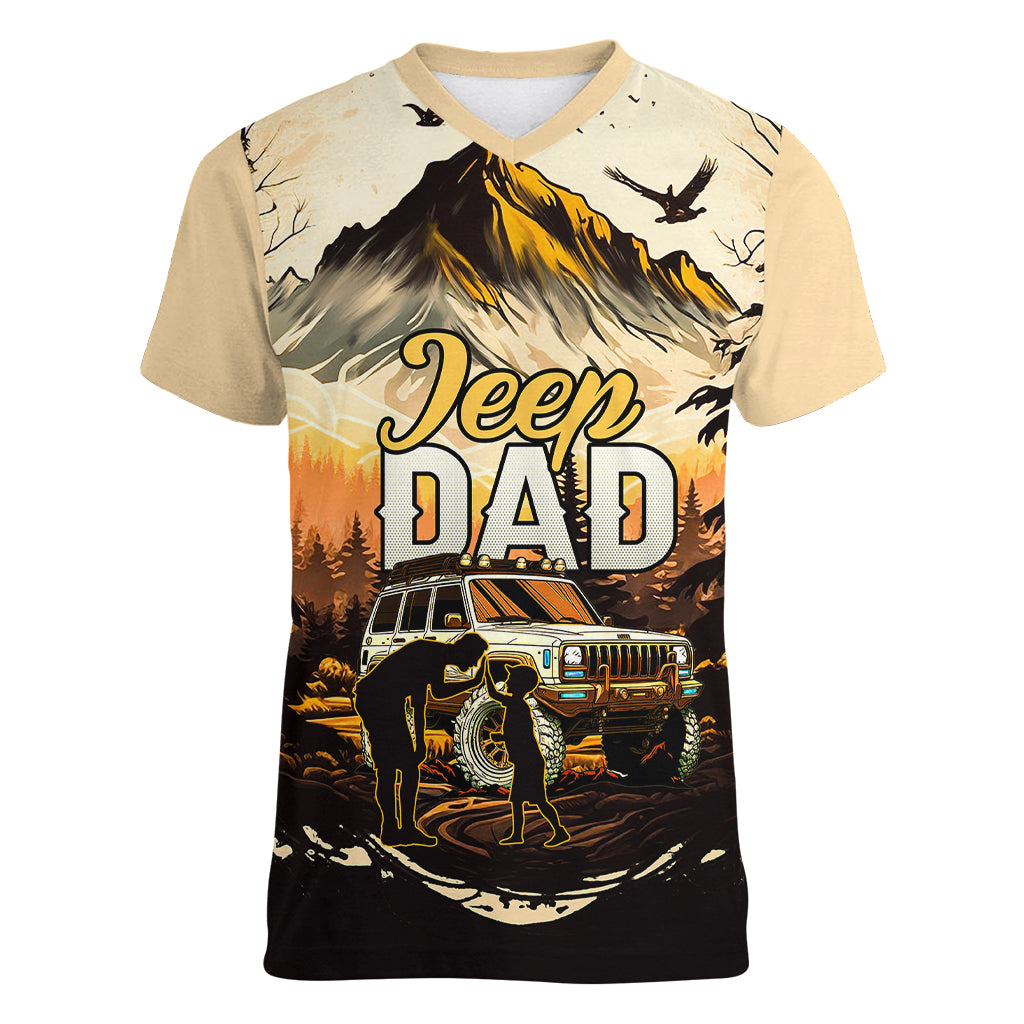 fathers-day-gift-for-dads-women-v-neck-t-shirt-jeep-dad-just-like-any-other-dads-but-cooler