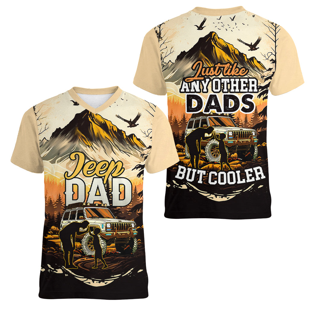 fathers-day-gift-for-dads-women-v-neck-t-shirt-jeep-dad-just-like-any-other-dads-but-cooler