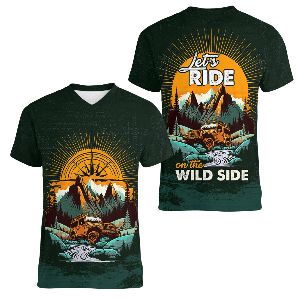 lets-ride-on-the-wild-side-jeep-women-v-neck-t-shirt