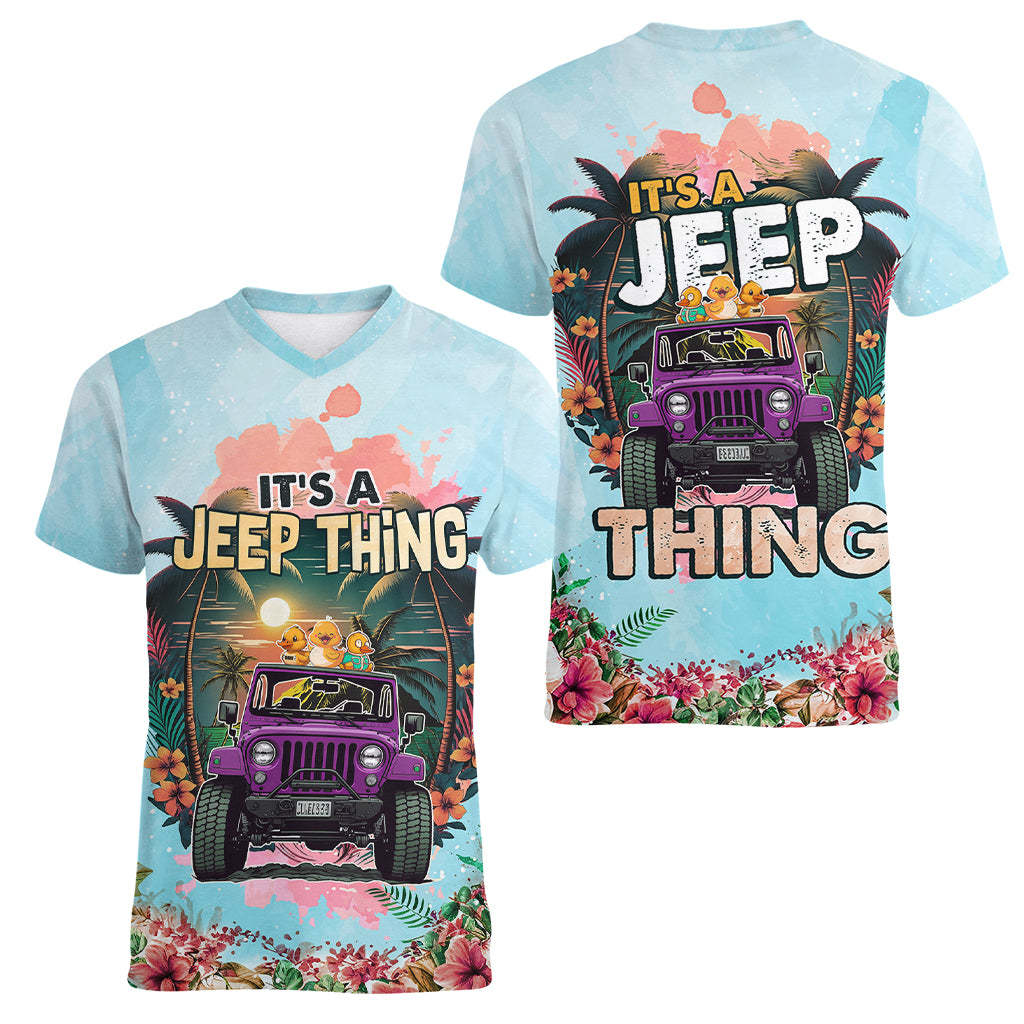 jeep-duck-tropical-summer-women-v-neck-t-shirt-its-a-jeep-thing