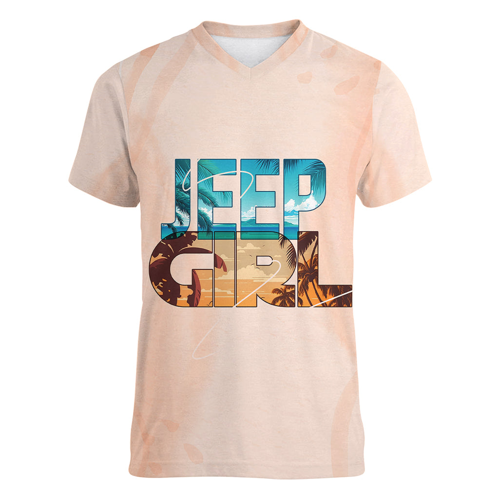 jeep-girl-summer-soul-women-v-neck-t-shirt