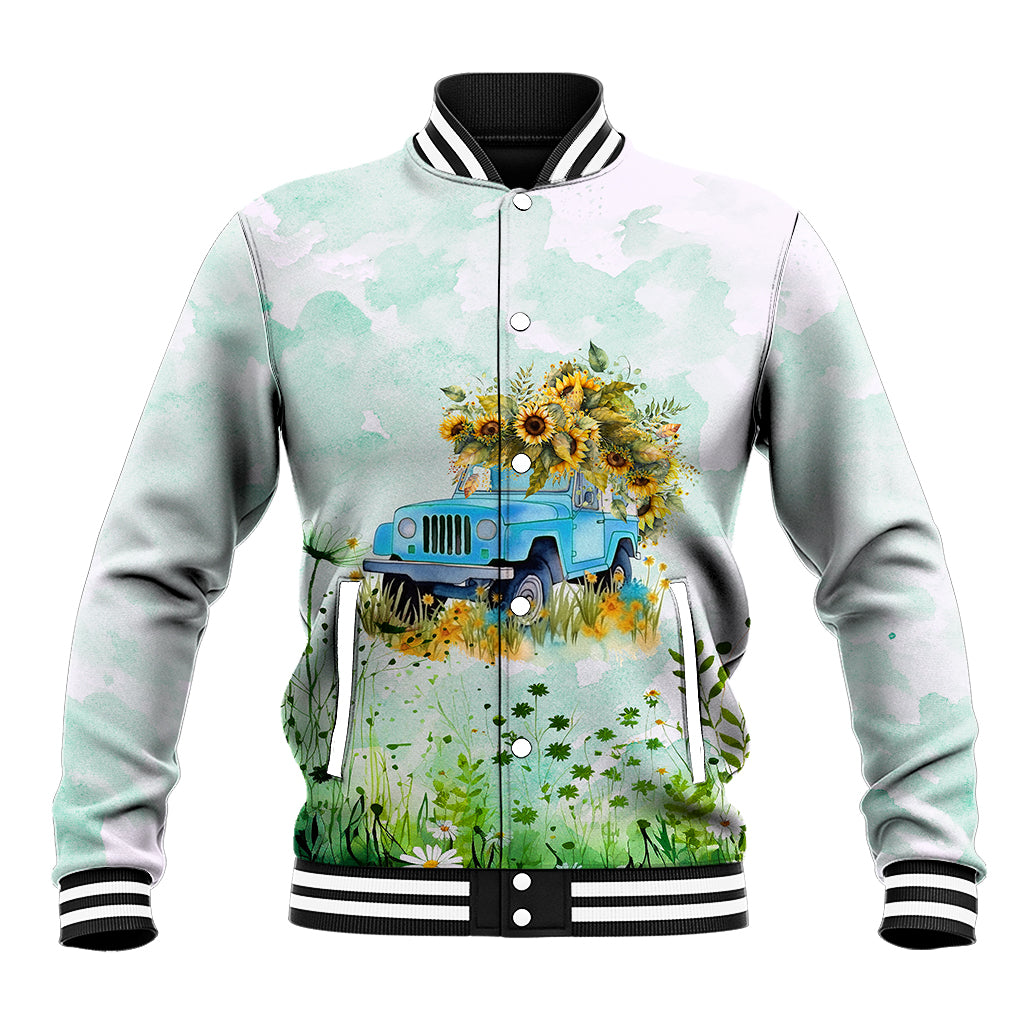 jeep-girl-floral-sunflower-baseball-jacket