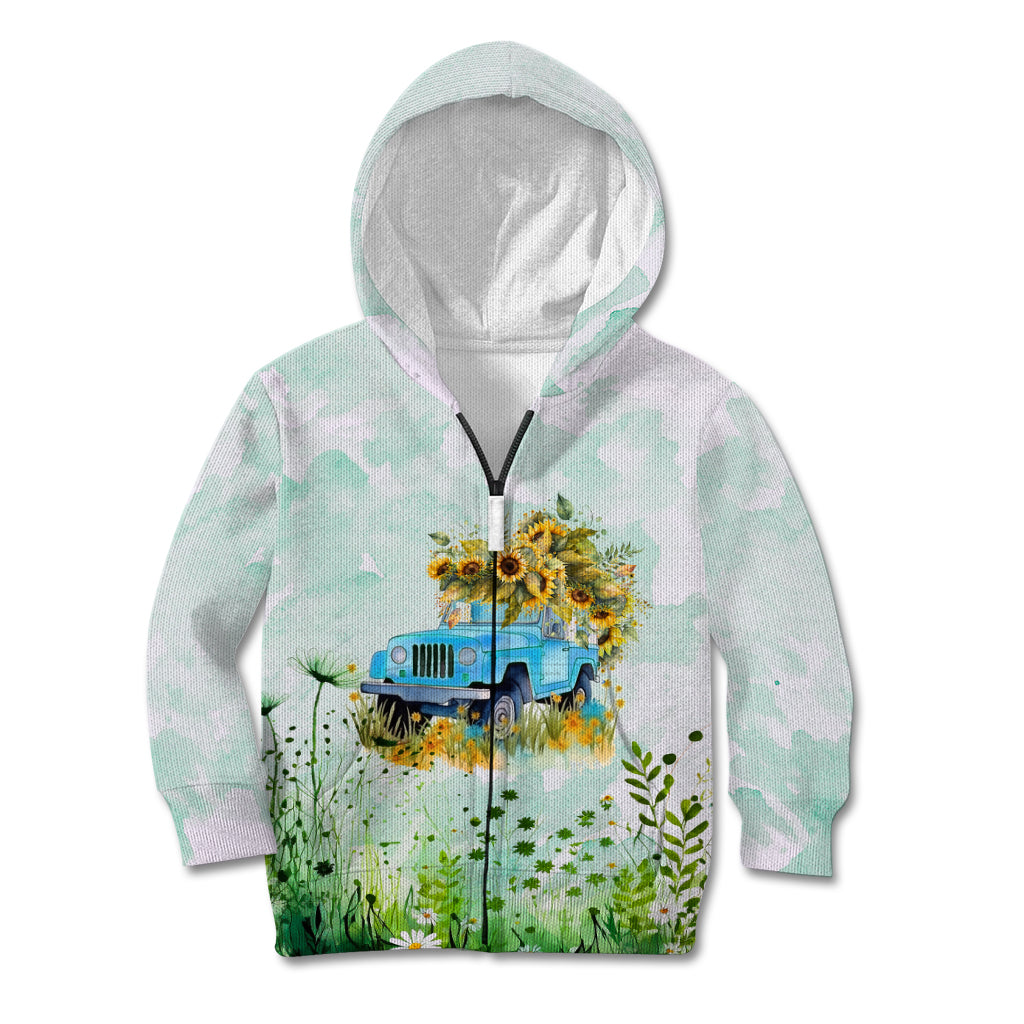 jeep-girl-floral-sunflower-kid-hoodie