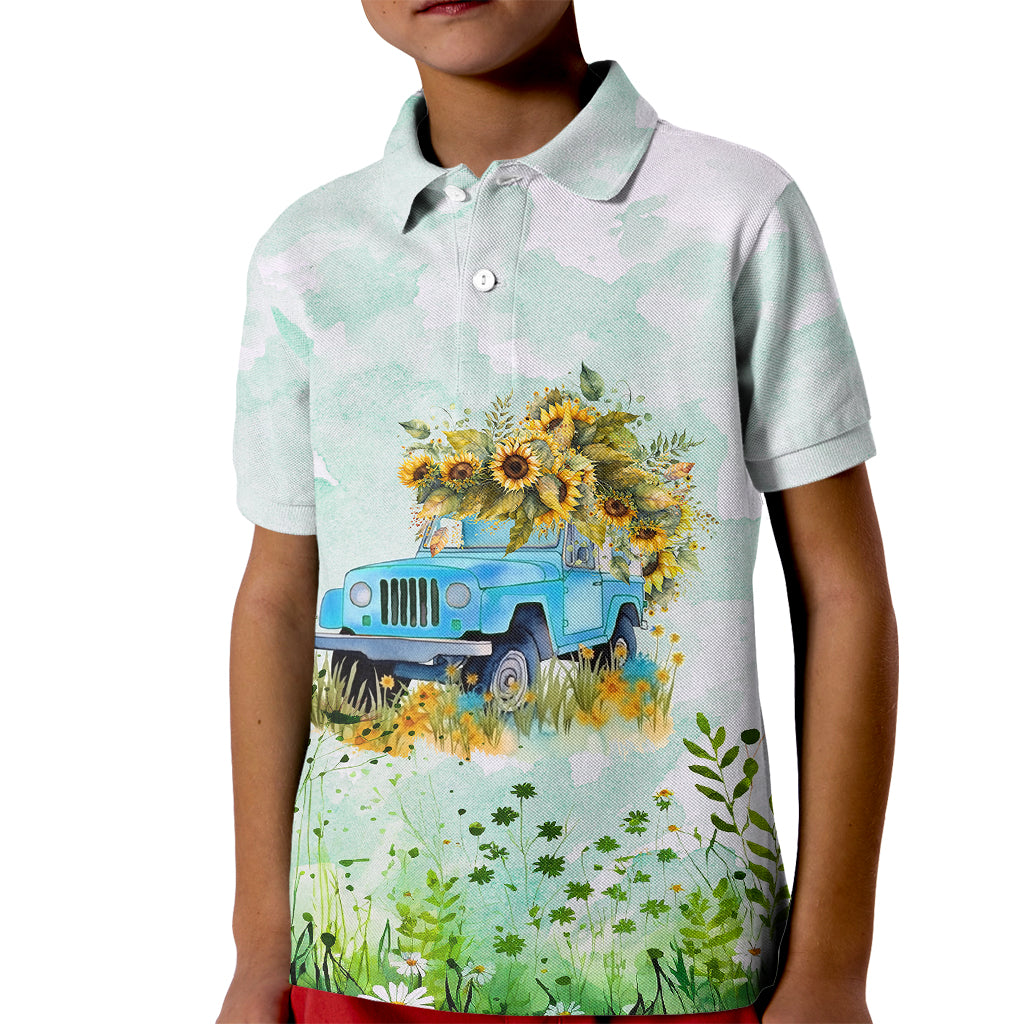 jeep-girl-floral-sunflower-kid-polo-shirt