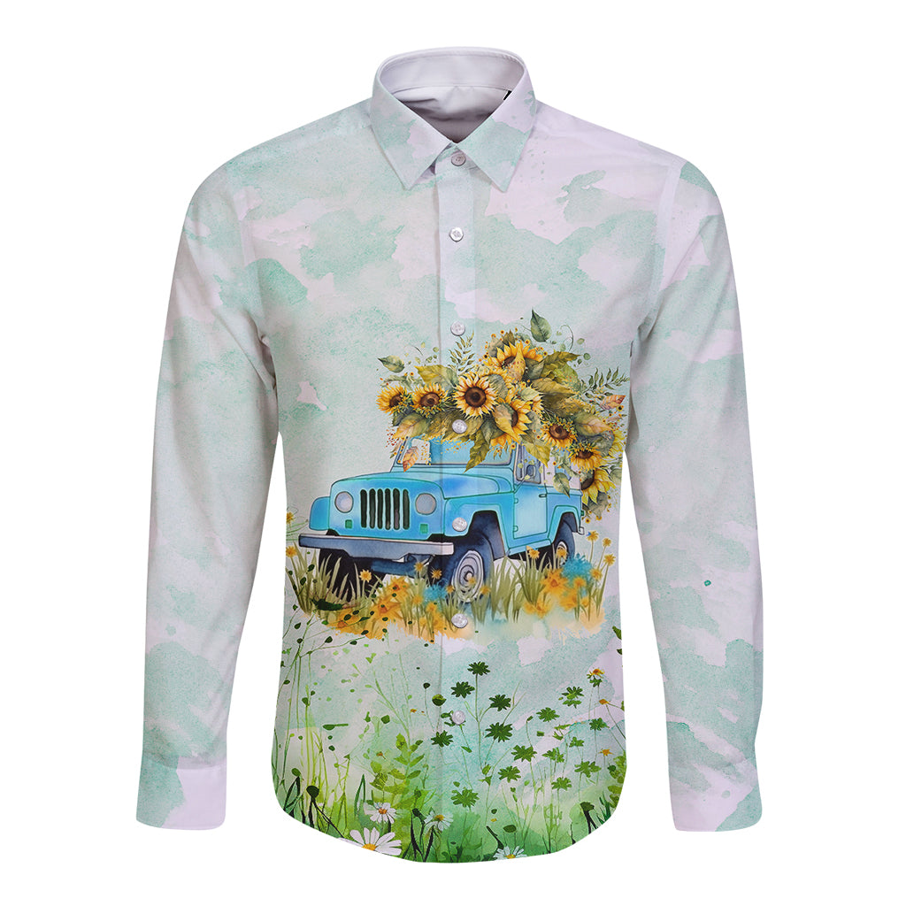 jeep-girl-floral-sunflower-long-sleeve-button-shirt