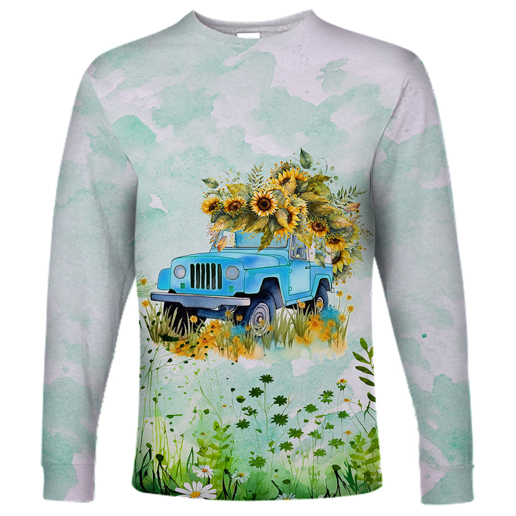 jeep-girl-floral-sunflower-long-sleeve-shirt