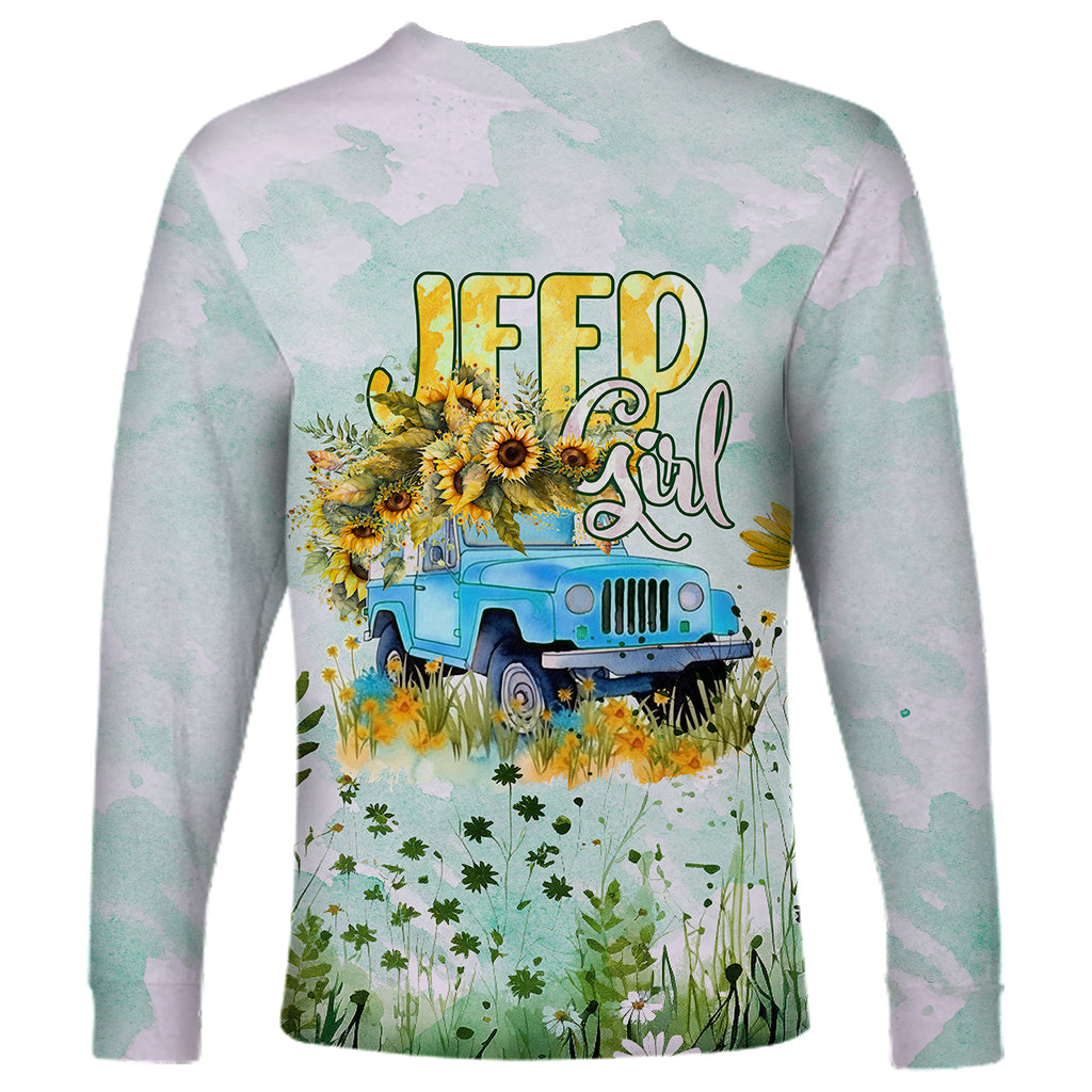 jeep-girl-floral-sunflower-long-sleeve-shirt