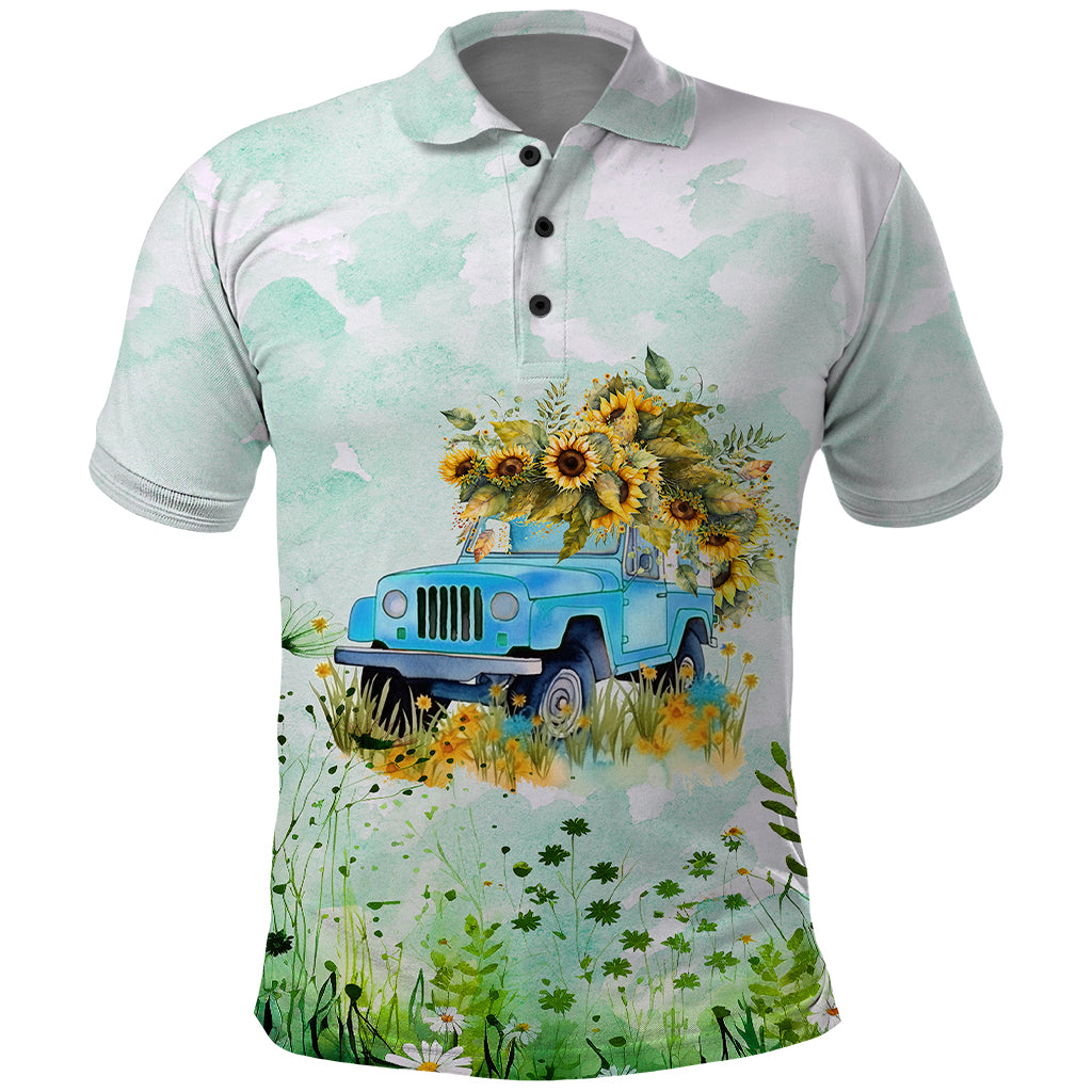 jeep-girl-floral-sunflower-polo-shirt