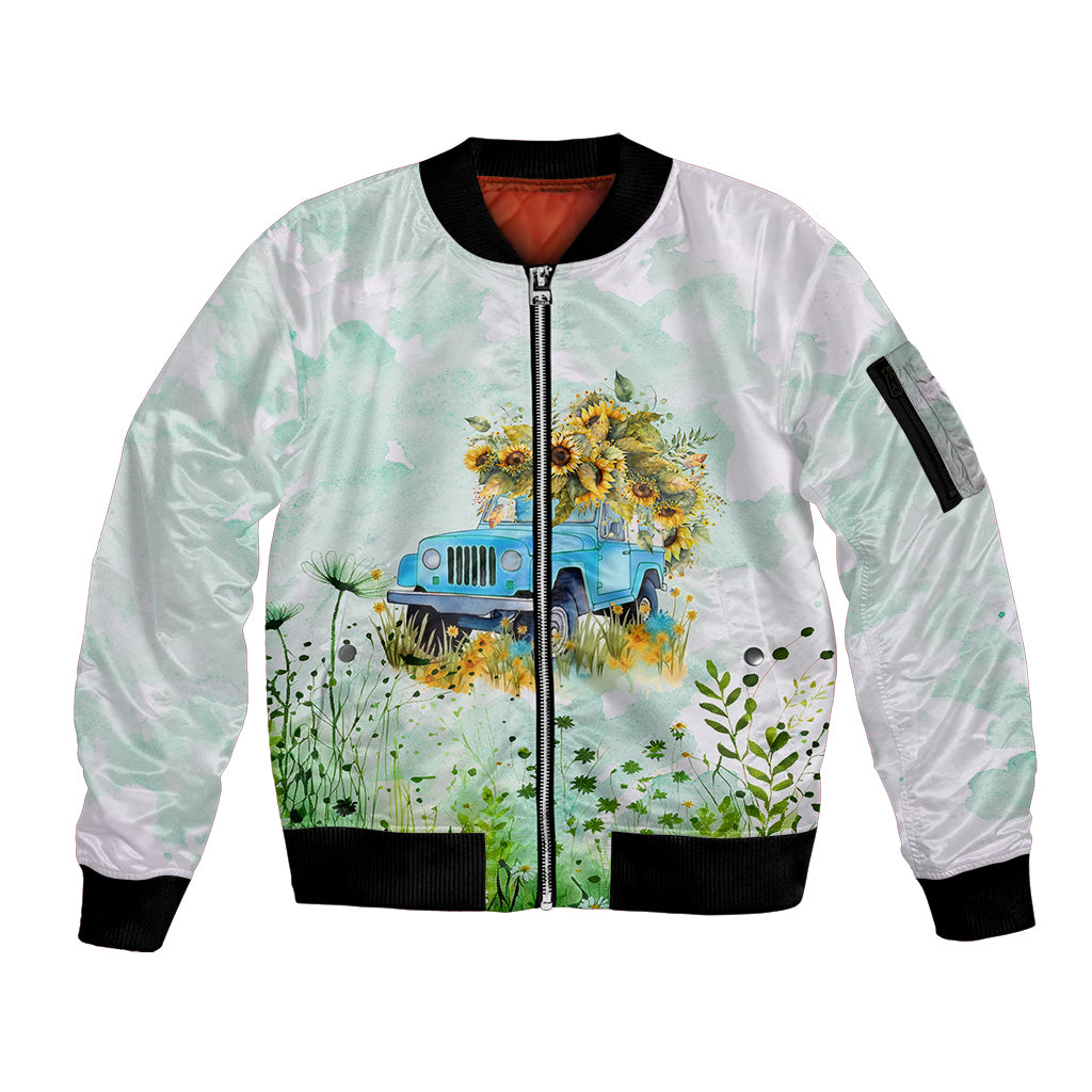 jeep-girl-floral-sunflower-sleeve-zip-bomber-jacket