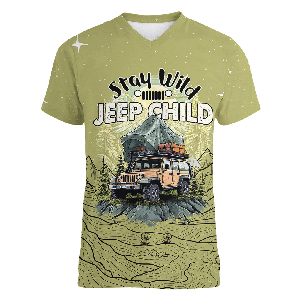 stay-wild-jeep-child-mountain-life-women-v-neck-t-shirt