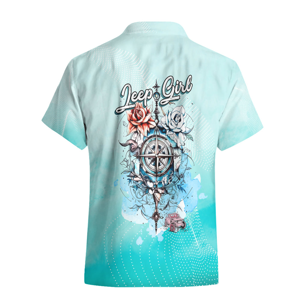 jeep-girl-hawaiian-shirt-floral-compass