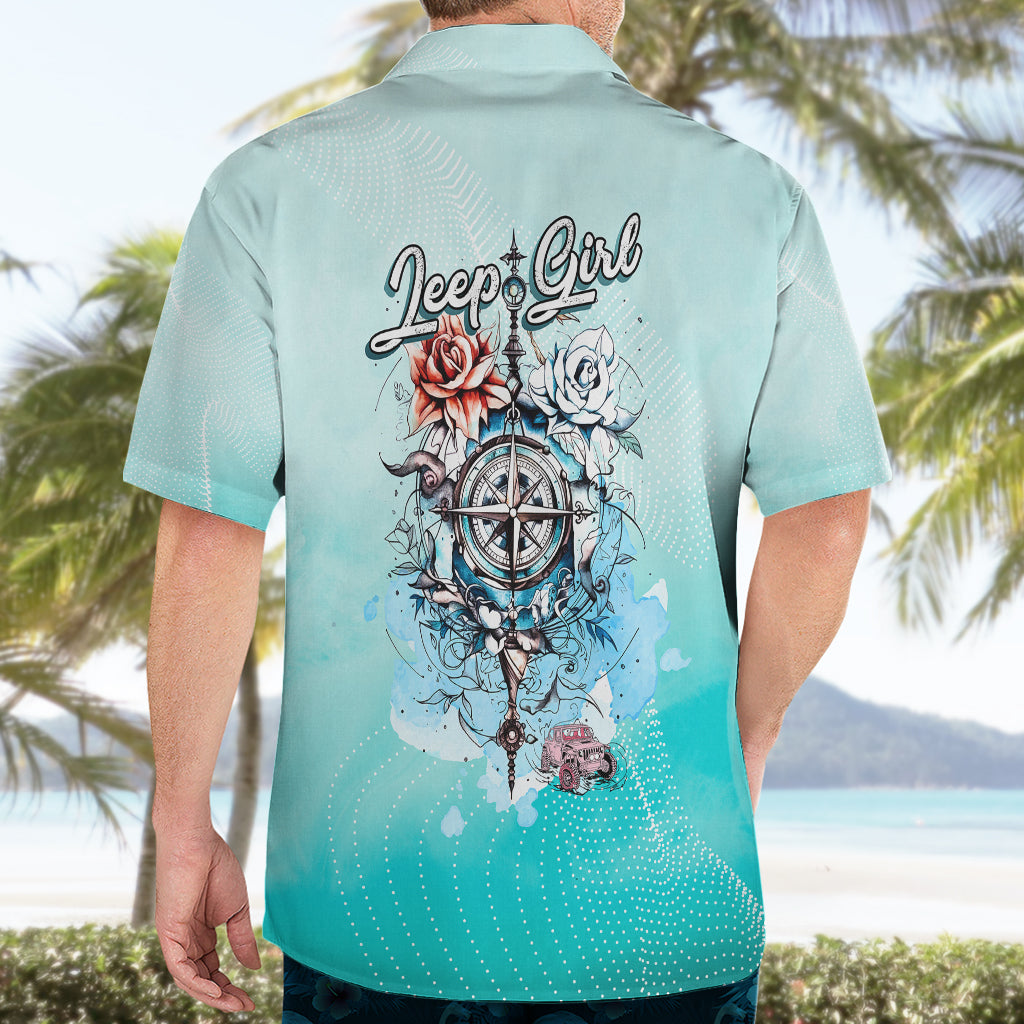 jeep-girl-hawaiian-shirt-floral-compass