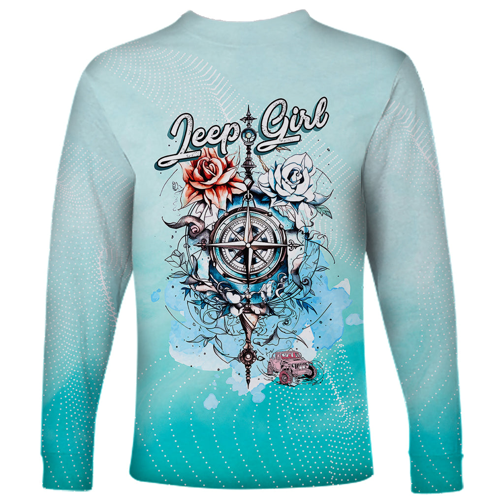 jeep-girl-long-sleeve-shirt-floral-compass