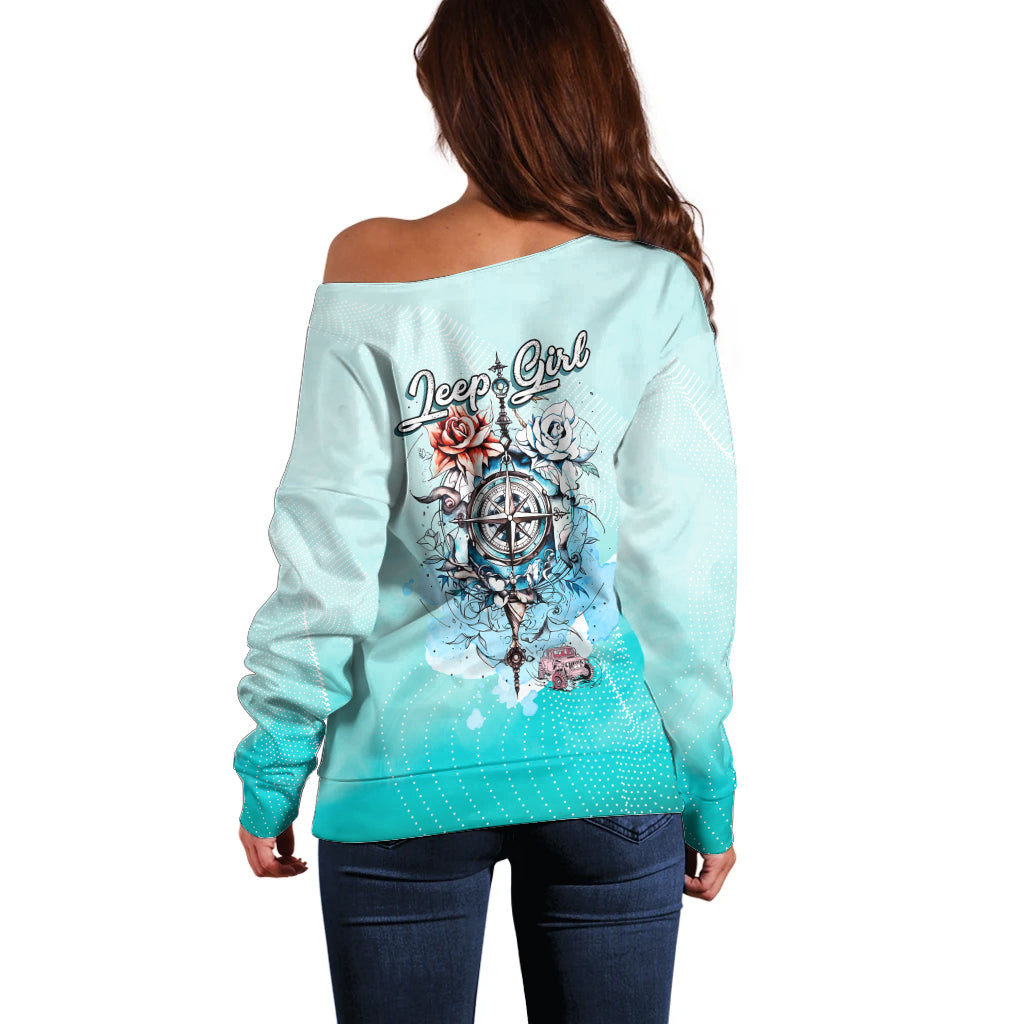 jeep-girl-off-shoulder-sweater-floral-compass