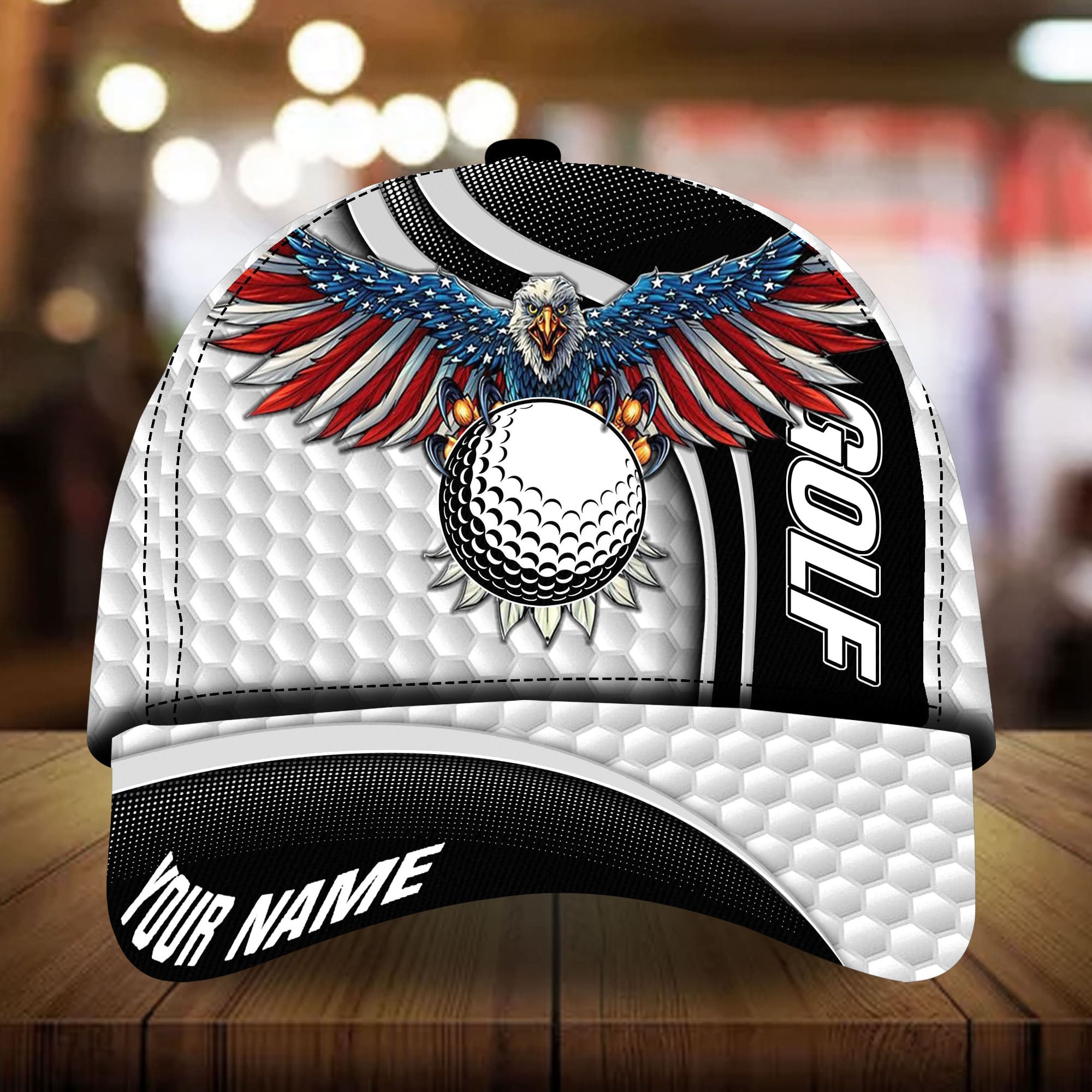 Premium Eagle And Golf 3D Hats Multicolor Personalized