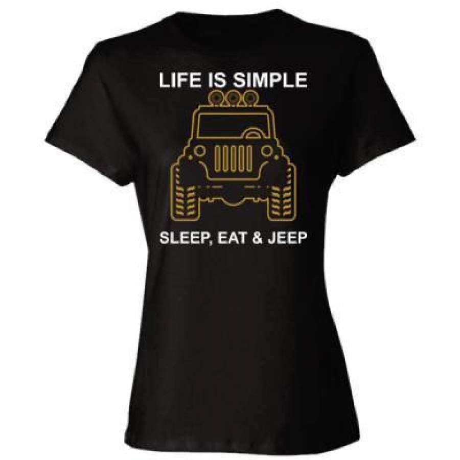 agr-life-is-simple-sleep-eat-and-jeep-ladies-cotton-t-shirt