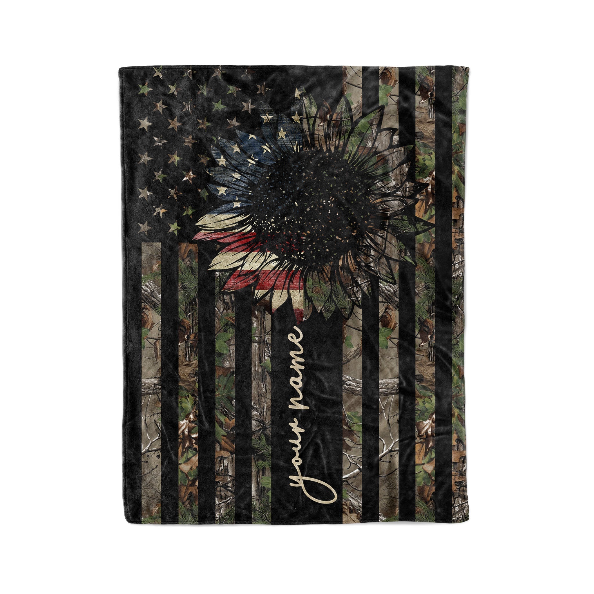 american-flag-4th-july-camo-hunting-custom-name-sunflower-fishing-blanket