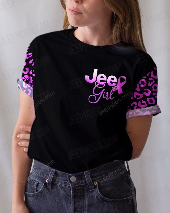 Jeep Girl Flag Sunflower Breast Cancer T-shirt