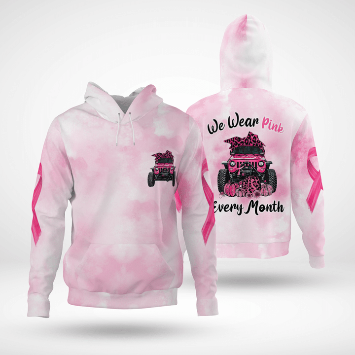 Breast Cancer Jeep Hoodie We Wear Pink Every Month