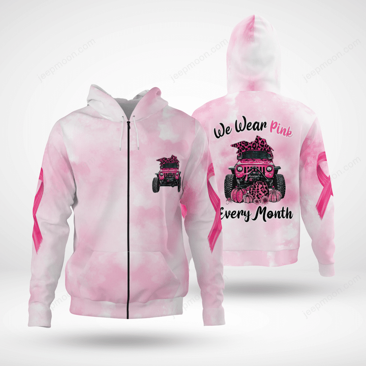 Breast Cancer Jeep Hoodie We Wear Pink Every Month