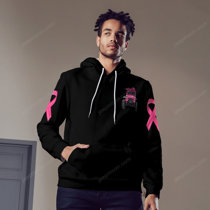 In October We Wear Pink Breast Cancer Jeep Hoodie Black