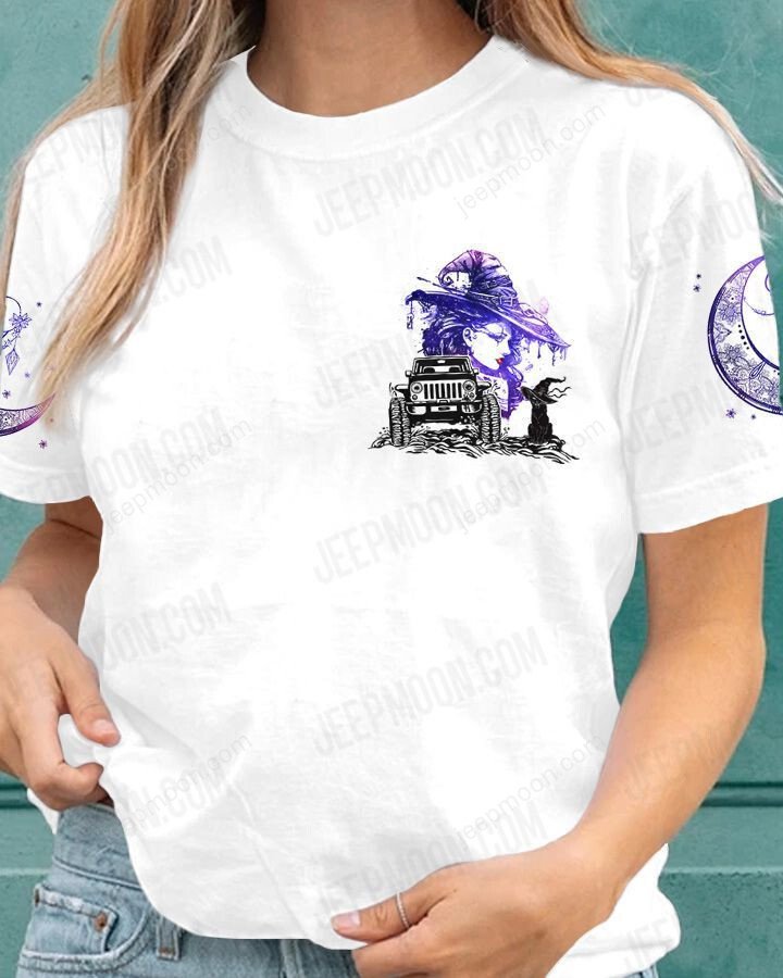 My Broom Broke So Now Drive A Jeep T-Shirt White Purple