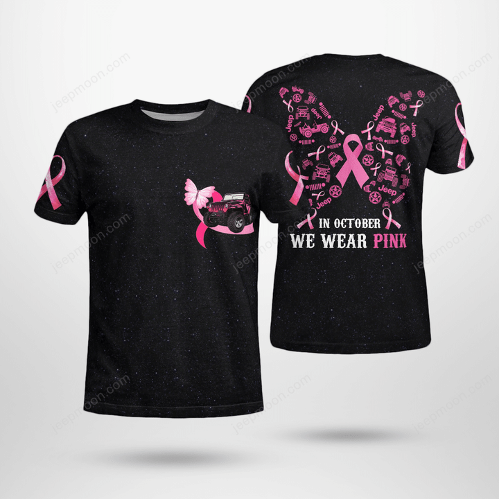 Breast Cancer Jeep T-shirt Butterfly October Wear Pink