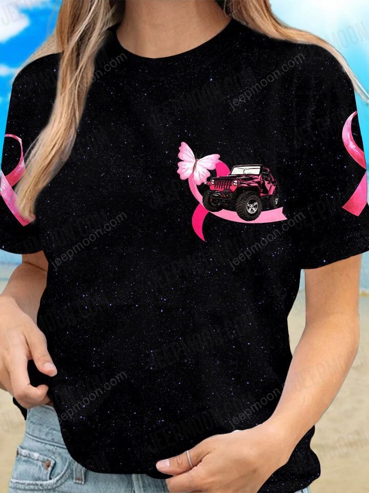 Breast Cancer Jeep T-shirt Butterfly October Wear Pink