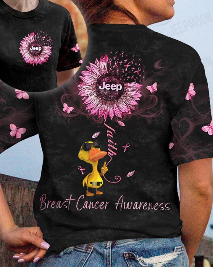 Duck Sunflower Jeep Breast Cancer T-shirt