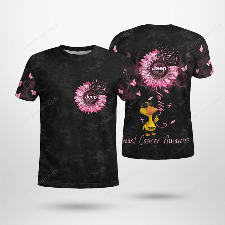 Duck Sunflower Jeep Breast Cancer T-shirt