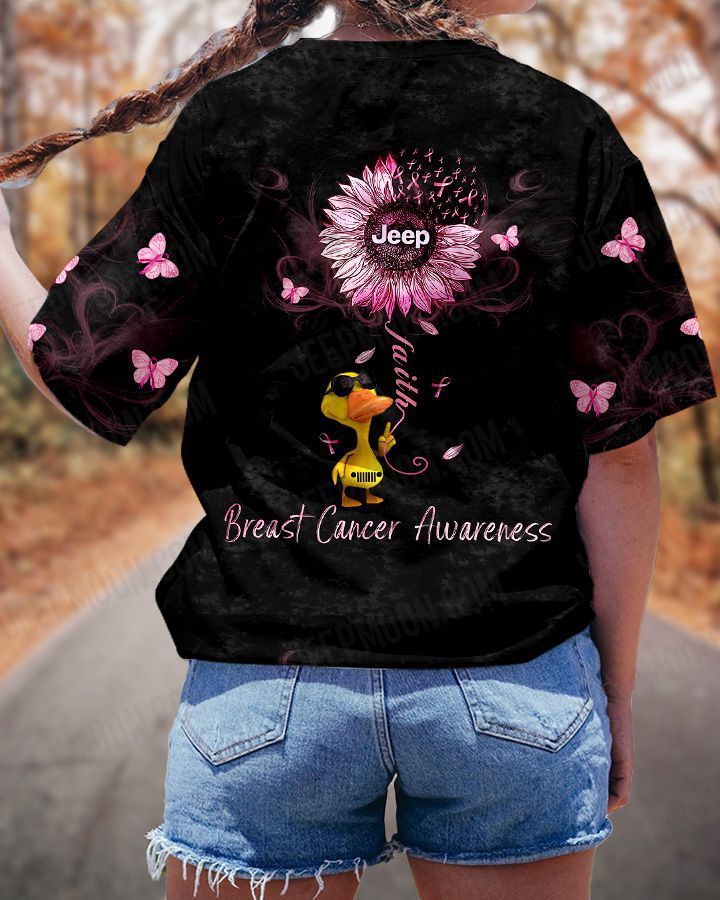 Duck Sunflower Jeep Breast Cancer T-shirt